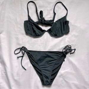 o’neill saltwater solids underwire bikini top and maracas tie side bottom slate